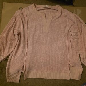 Fantastic Fawn Blush Pink Ribbed Scoop-Neck Pullover